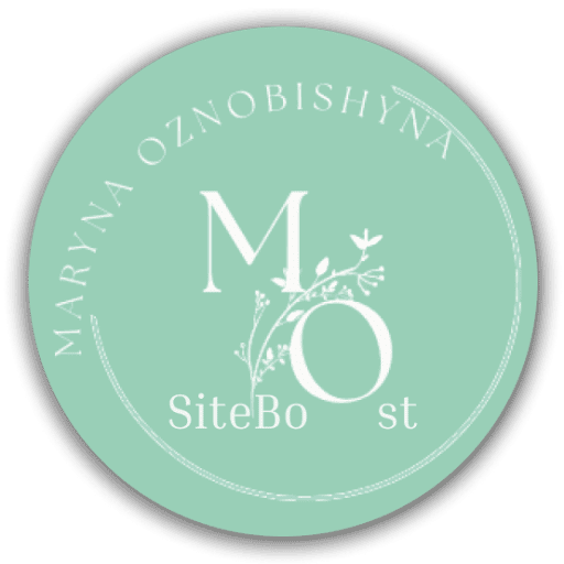 Logo of Maryna Oznobishyna's digital marketing brand – SiteBoostMO