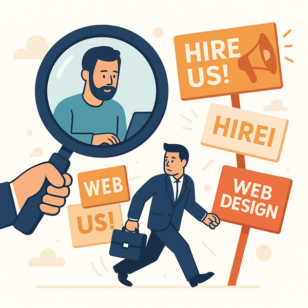 Business owner searching for professional website developer while avoiding pushy website builders