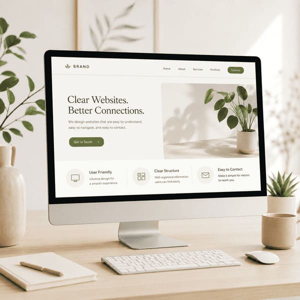 User-friendly website design for small business with clear navigation and easy contact options