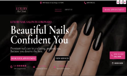 Luxury nail salon website design with online booking